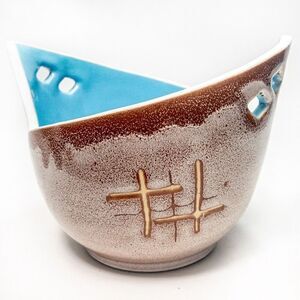 Mid-Century VTG Asymmetrical Cut-Out Ceramic Bowl/Planter